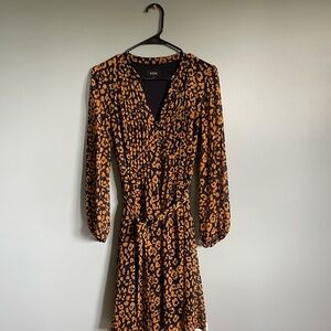 MSK Leopard Print Long Sleeve Dress